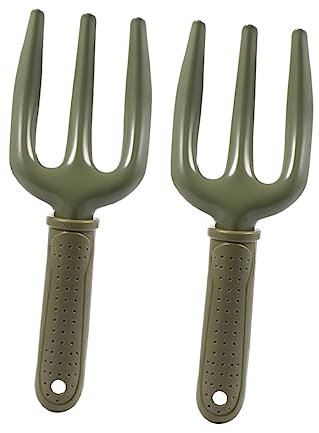TOYANDONA 2pezzi Forcone da Giardinaggio in Ferro Impugnatura Ergonomica di PE Attrezzo da Giardino Manuale per Smuovere Terreno e Piantare Fiori Pratico per Uso in Giardino Cortile e Fattor