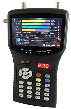 Détecteur de Satellite combiné Portable 4.3 récepteur DVB-S2 + T2 + C 265ST + Moniteur CCTV DVB-S/S2 MP4 Hevc (H.265) AVS/AVS +(265ST Plus)