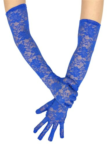 Gissroys 2 st snygga armhandskar andningsbara spetshandskar stretchig polyester för modetillfällen bröllopsceremoni, blå, En Storlek