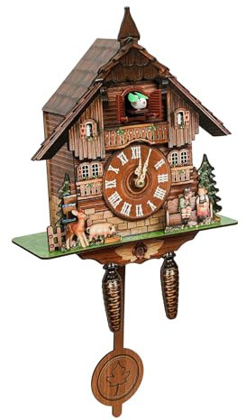 TkkMivcOC Reloj de cuco tallado, 7:00 a 21:00 a 21:00 por hora, escena de madera para salón, dormitorio, cocina, restaurante, cafetería, hotel