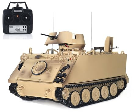 wheelfun Tongde - Carro armato radiocomandato 1/16, M2412-B M113A1, ACAV, a infrarossi, rotazione a 360°, fumo, luce, suono, telecomando, modello elettrico RTR