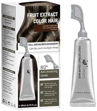 Fruit Essence Hair Dyeing Comb, Permanent Hair Dye, Natural, Plant-Based Extract Hairs Dye Essence, Plant Fruit Hair Dye Cream, Suitable for Men and Women，Chestnut brown