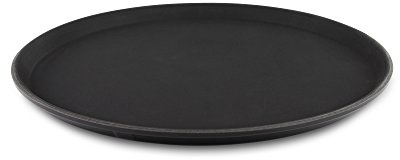 Grunwerg Non-Slip Round Food and Drink Plastic Serving Tray with High Grip Rubber Surface, Round, 16 Diameter