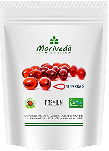 Capsule di olio Superba Krill di MoriVeda (diverse confezioni) - olio di krill premium con Omega 3,6,9, astaxantina esterificata, fosfolipidi, colina, vitamina E (60 capsule)