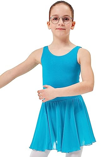 tanzmuster Kinder Ballettrock Eva zum Reinschlüpfen aus Baumwolle und Chiffon in Petrol, Größe:104/110