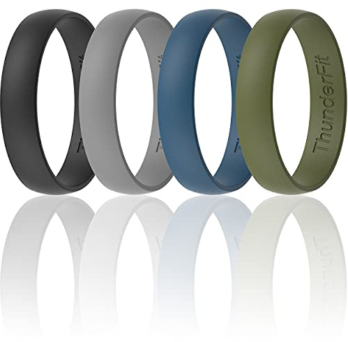 ThunderFit Unisex Silicone Wedding Rings, Rubber Engagement Bands, Variety Multipack 1,4,7, 8.5 - 9 (19.30mm), Silicone, No Gemstone