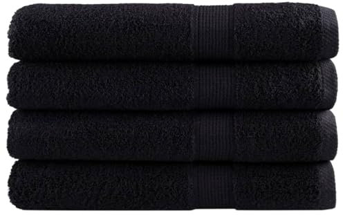NQJIBUE Solund Lot de 4 serviettes de sauna Noir 80 x 200 cm 600 g/m²