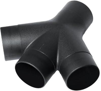 POWERTEC 70275V 3-vägs dammuppsamling, passande för 10 cm slang och manschett, 1 PK,Svart