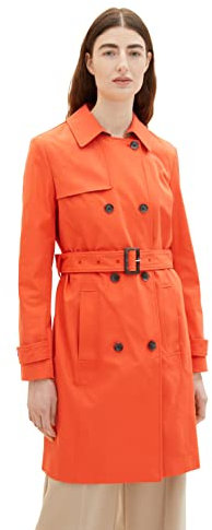 TOM TAILOR Damen 1035329 Basic Trenchcoat mit Gürtel, 15612 - Fever Red, XL