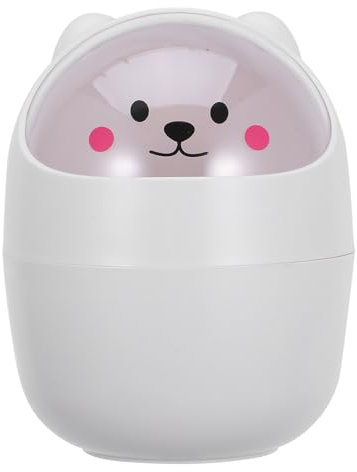 SEWACC Mini Papelera De Plástico Con Tapa Abatible Osos De Dibujos Animados Papelera De Escritorio Papelera Portalápices Para Oficina En Casa Cocina Tocador De Mesa