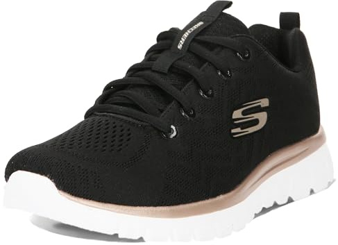Skechers Sneakers Basse da Donna Get Connected Nero Tessuto, Nero, 38.5 EU