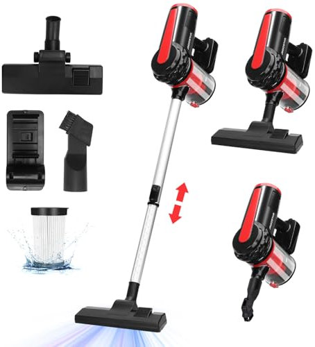 Aigostar Aspirateur Vertical Balai et à Main de 600W. Double Filtration HEPA, Léger, Sans Sac. Grand Réservoir 1L