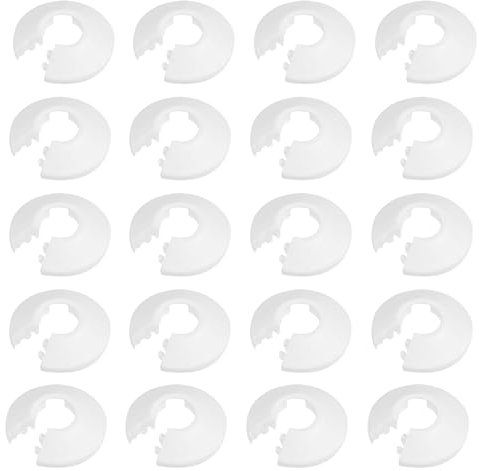FUIPVGI 20 Pièces Rosace Radiateur Colliers de Pipe en Plastique Colliers de Tuyau de Radiateur Cache Tuyau Radiateur Rosace pour Tuyaux de Chauffage D'eau 18 mm Rosace de Radiateur (Blanc)