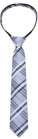Alizeal, papillon a righe tartan da 15 pollici, pre-allacciato, con cerniera da 6 cm, per ragazzi, cravatta sottile per la scuola, per età 8-14, Taglia Unica