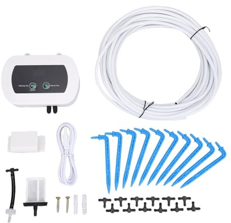 Automatiskt Vattningssystem, BT App Control Smart WiFi LED Display Drip Irrigation Kit Plant Waterer för 10 Krukväxter, 400 Ml/Min Justerbar Flödeshastighet IP65 Impermeable (BSV-IC203)