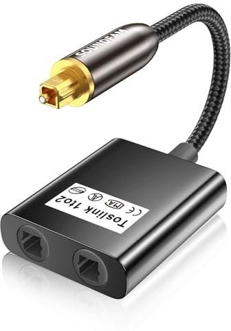 Cavo Ottico Audio Divisore 2 in 1 Uscite 2.0, Splitter Digitale per DVD, Soundbar e Dispositivi Elettronici, Colore Nero