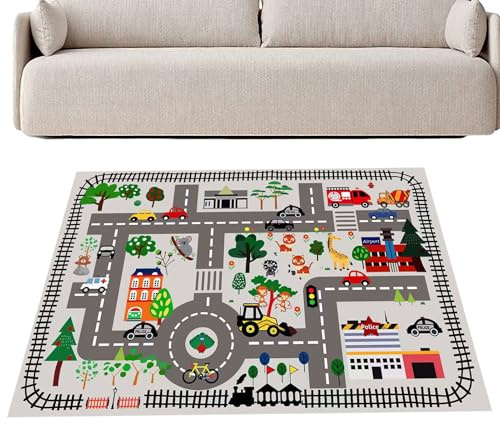 Tappetino da gioco per pavimento, tappetino interattivo per bambini, giocattolo educativo, tappeto per scena della città, attività per bambini, tappeto pieghevole per esercizi al coperto e