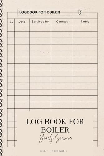 Logbook for Boiler Yearly Service: Annual Boiler Maintenance Record Book for Servicing, Inspections and Repair Tracking