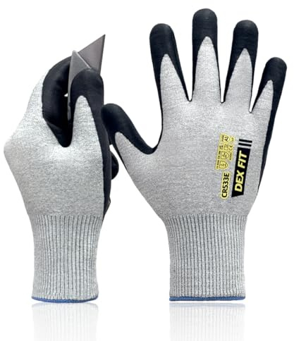 DEX FIT CR533E ESD Cut Resistant Gloves A3, Fiberglass-Free HPPE – Anti Static EN16350, Precision Fit for Electronics Assembly, PCB Inspection, PC Building – Foam Nitrile Grip – Gray M 1 Pair
