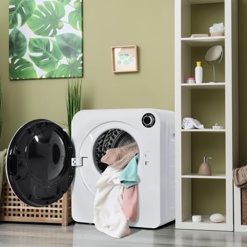 Edelstahl Trockner, 3kg, Wandmontage, 62dB Leise, Mond-Design, Dreifach Filter, 5 Programme, Timer 180min | Designer Ablufttrockner für Studio-Wohnung & Home