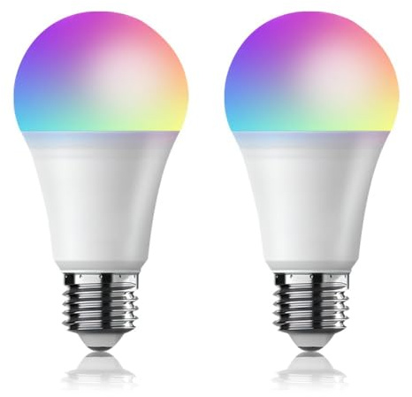 poluu 2Pcs Smart Bulb E27,10W 806LM Colour Changing WiFi Light Bulb RGB Dimmable Warm White LED Lightbulb App or Voice Control Works with Alexa and Google Home Assistant 2700K-6500K