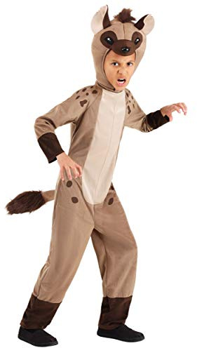 Fun Costumes Kids Hyena Costume, Minky Hyena Jumpsuit with Attached Tail, Embroidered Eyes, Plastic Nose, Faux Fur Mohawk, And Headpiece