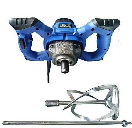 Malaxeur Électrique, 2600W Agitateur Malaxeur à Mortier Mélangeur à Béton Réglable à 6 Vitesses, Batteur à Main, M14 Barre Spirale Chromée, Pour Platre Mortier Peinture Ciment Nourriture Colle