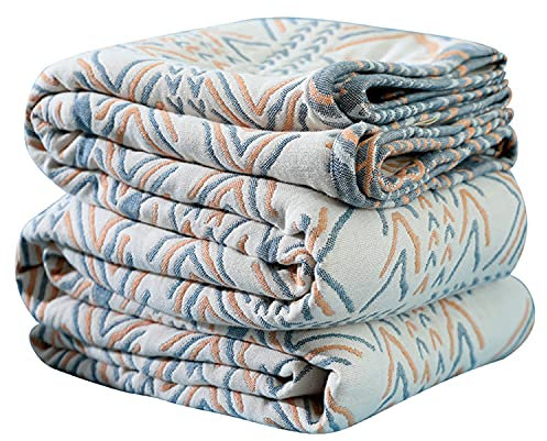 HOORDRY Baumwolldecke Tagesdecke 200cmx 230cm Boho DeckeWohndecke Wendedecke Sofa Decke TV Decke zum Wohndecke für Couch Sofadecke Blanket für Bett Sofa Schlafzimmer Büro,Grau/Beige