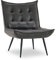 MCombo Sessel mit Hocker, moderner Relaxsessel mit Taillenkissen für Wohnzimmer, Retro Vintage Lesesessel Loungesessel Stuhl Polstersessel 4779 (Dunkelgrau, ohne Hocker)