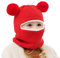 Wintermütze Baby Schlupfmütze mit Bommel Warm Niedlich Strickmütze Schalmütze Balaclava Mütze Beanie Sturmhaube Babymütze (Einheitsgröße,Rot)