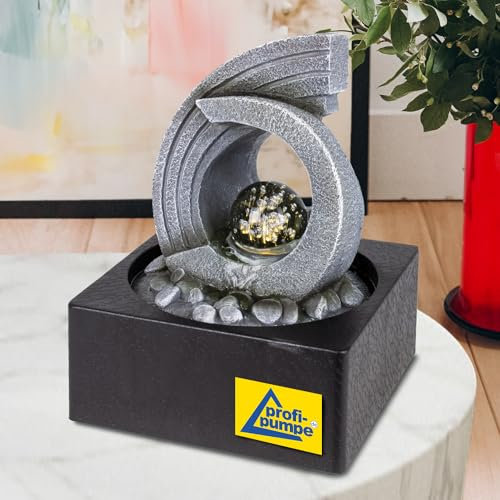 Fontana da interni, fontana decorativa, fontana, cascata, giochi d'acqua, terrazza, balcone, molto decorativa (230 V - fontana da interni Magic-Ball con luce LED)