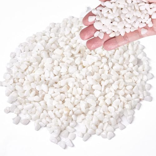 1 kg stenar 0,7–0,9 cm, vit dekorativ sten för trädgård, vita trädgårdsstenar, trädgårdsstenar, stenar, blomkrukor, trädgårdsstenar, dekorativa stenar för vaser