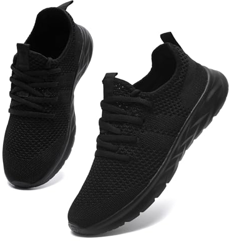 AZSDXS Leicht Turnschuhe Sportschuhe Damen Sneaker Atmungsaktive Hallenschuhe Sommer Schuhe Laufschuhe Outdoor für Fitness Tennis Jogging Bequem Straßenlaufschuhe Ganz Schwarz 39