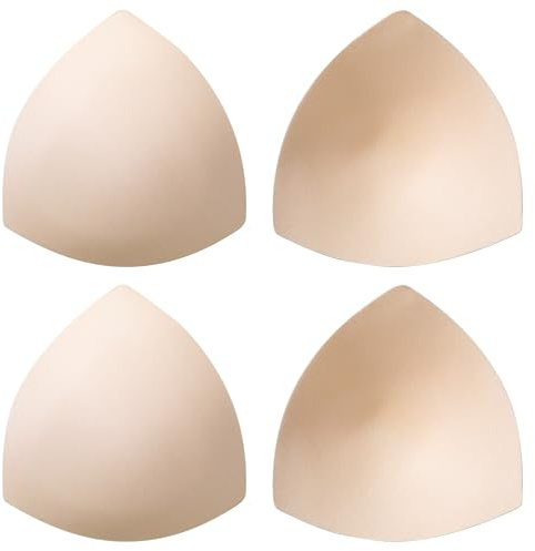 BBTO 2 Paia Inserti per Reggiseno Rimovibili Coppette per Bra Triangolare Traspirante da Donna (Beige, 13 x 13,5 cm)