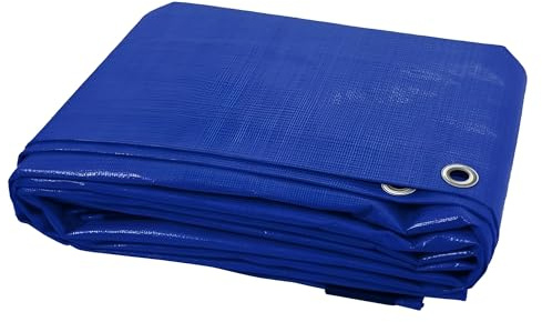 Blue Tarpaulin Waterproof Cover 0.9 x 1 m - Mould Proof & UV Resistant PE Groundsheet with Eyelets, Plastic Tarp Sheet for Camping, Garden Furniture, Car, Log Store, DIY and Outdoor Protection