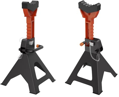 YRHome Cavalletto di sostegno regolabile in altezza, 28 – 42 cm, in ghisa, portata massima 3T, per la manutenzione e la riparazione di auto, furgoni e camper, 2 pezzi