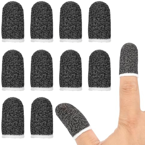 PATIKIL Manchon pour Pouce De Contrôleur, 24 Pièces Manchons pour Doigts De Jeu Mobile Gants À Embout Fibre Anti Transpiration Respirants pour Dispositifs Tactiles De Jeu, Noir/Blanc