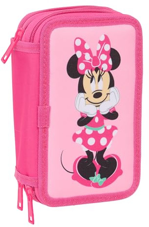 Minnie Mouse - Trousse Scolaire avec 37 Outils Inclus, Trousse pour Enfant, idéale pour Les Enfants de 5 à 14 Ans, Confortable et Polyvalente, qualité et résistance, 12,5 x 5,5 x 19,5 cm