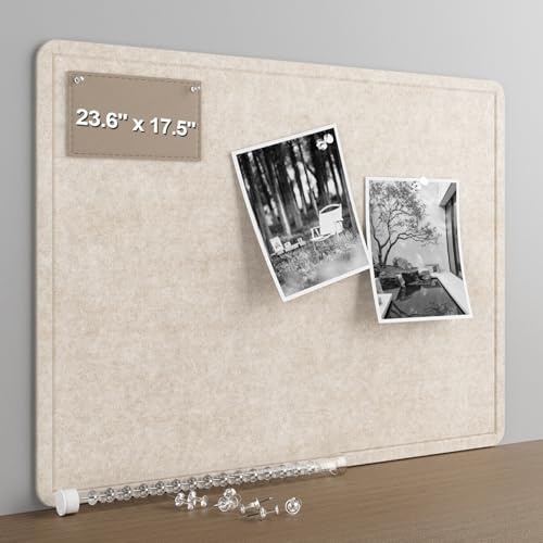 Baysola Large Felt Bulletin Board for Wall, 24x18 Frameless Picture Board, Soft Felt Cork Board for Office, Home Planning & Office Wall Decor, Easy Install Pin Board