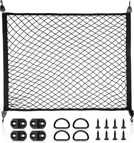UYXiNONE Rete bagagliaio per auto e camper 80 x 60 cm (estensibile fino a 160 x 120 cm) - 4 ganci robusti di sicurezza del carico, rete per cani, rete di separazione, rete di trasporto per riporre in