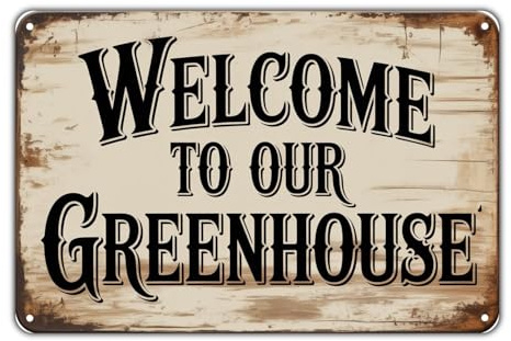 ome To Our Greenhouse tin sign Vintage Welcome Greenhouse Metal Sign Print Aesthetic for Garden Yard Bar Porch Home Bedroom Kitchen Wall Decor Decor Gift 8 x 12 inch