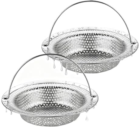 2 Pack Kitchen Sink Strainer, 4.33 * 0.79 IN Stainless Steel Large Sink Strainer, Anti-Clogging Drain Strainers With Lift-up Handle, Sin-k Food Catcher Basket, Outer Diameter 11cm