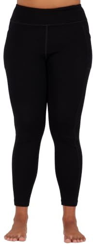 Women's 100% Merino Wool Heavyweight Base Layer Leggings for Cold Weather - Black - Small