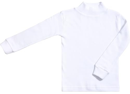 BABIDU Maillot de Corps Unisexe à col mi-Haut et col roulé pour Enfant, sous-vêtement Unisexe pour garçon et Fille de 2 à 16 Ans, Manches Longues en Coton et Polyester, Tissu Peluche Thermique