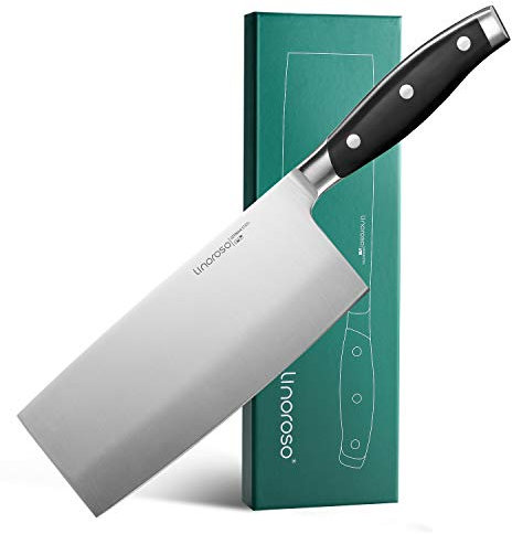 linoroso Feuille de Boucher Couteau de Cuisine 7,5 pouces/19cm de chef de cuisine chinois inoxydable allemand à haute teneur en carbone pour Hacher Les Os - Série classique