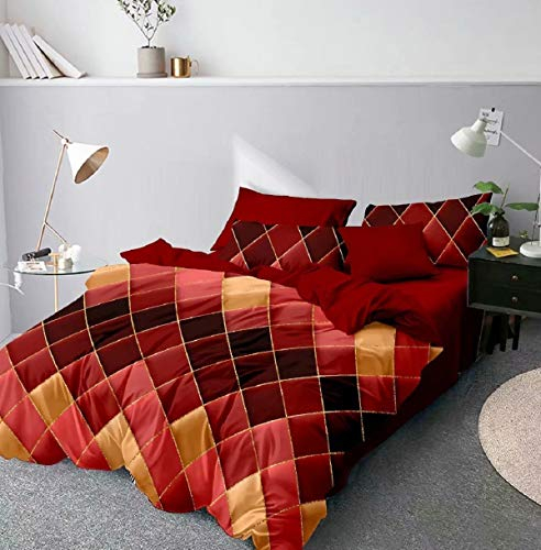 CoutureBridal 2 Stück Kissenbezug 40x80cm Rot Geometrisch Kariert Marmor Muster Kopfkissenbezug mit Reißverschluss Microfaser Kissenhülle Doppelpack