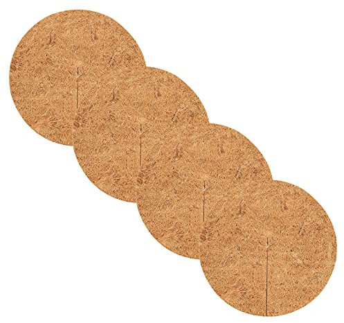 hifrom Kokosscheibe 4 Stück Kübelabdeckung Kokos Mulchscheibe, Winterschutzpflanzen Gartenarbeit Pflanzenschutz Frostschutz Winterschutz für Topfpflanzen, Pflanzenschutzmatte für Garten