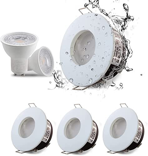 Sweier Downlight Encastrable IP65, GU10 Spot Salle de Bain 230V, Etanche Spot LED 5W Blanc Froid 6000K, pour cuisine, couloir,Trou Φ68mm AC220-240V Lot de 4