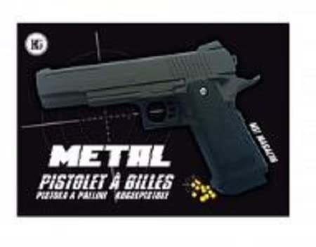Pistolet a Billes 23 cm Metal Noir Spring 0.300 Joules Vente Interdite Aux Personnes Âgées De Moins De 14 Ans…