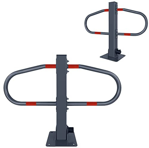 UISEBRT Parkeringsspärr, vikbar parkeringsplats med 3 nycklar, parkeringsplatsbygel, robust och stabil barriärstolpar (2 stycken)